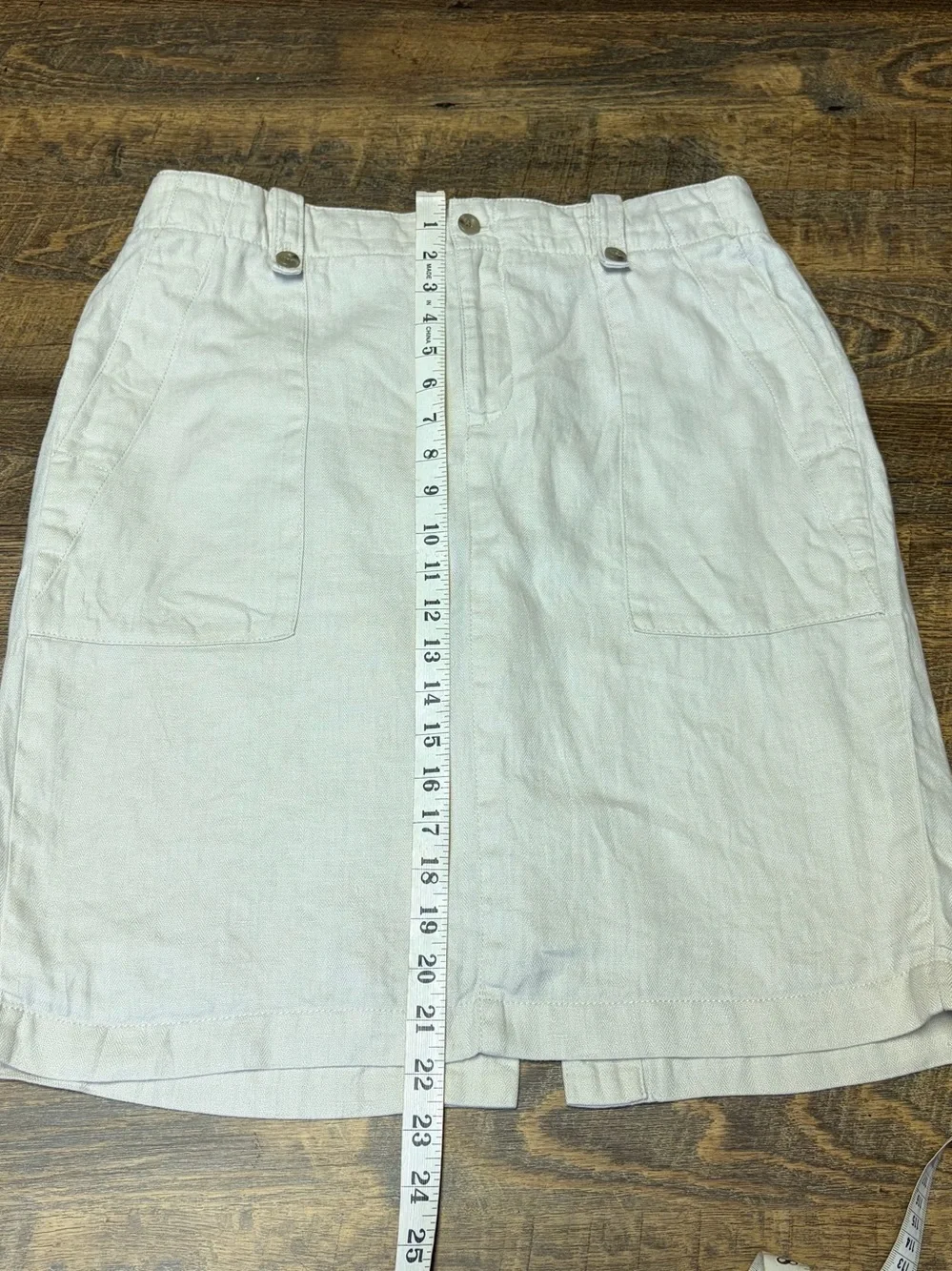 J.CREW Linen Cargo Pencil Skirt Womens 10 Cream Knee Length Office Casual